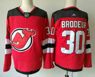 Men's New Jersey Devils #30 Martin Brodeur Red with Black 2017-2018 Hockey Stitched NHL Jersey