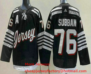 Men's New Jersey Devils #76 PK Subban Black With A Ptach Adidas Stitched NHL Jersey