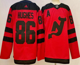 Men's New Jersey Devils #86 Jack Hughes Red 2024 Stadium Series Authentic Jersey
