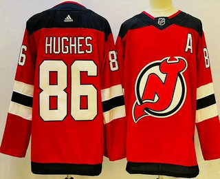 Men's New Jersey Devils #86 Jack Hughes Red Authentic Jersey