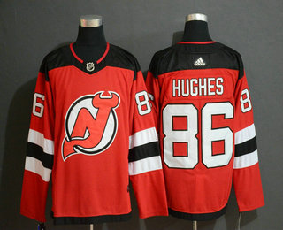 Men's New Jersey Devils #86 Jack Hughes Red Stitched Adidas NHL Jersey
