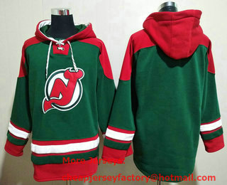 Men's New Jersey Devils Blank Green With Red Stitched Hoodie
