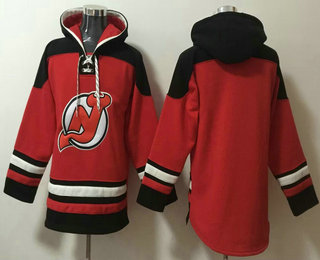 Men's New Jersey Devils Blank Red Ageless Must Have Lace Up Pullover Hoodie