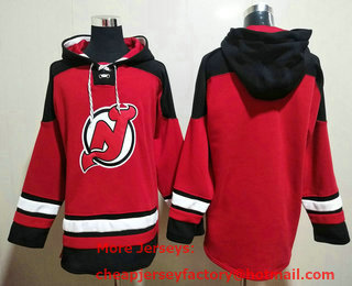 Men's New Jersey Devils Blank Red Stitched Hoodie
