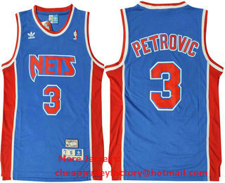 Men's New Jersey Nets #3 Drazen Petrovic Blue Hardwood Classics Soul Swingman Throwback Jersey 01