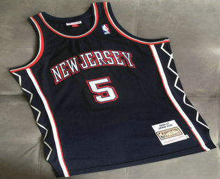 Men's New Jersey Nets #5 Jason Kidd Black 2006-07 Hardwood Classics Soul AU Throwback Jersey