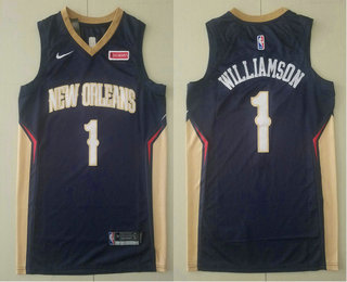 Men's New Orleans Pelicans #1 Zion Williamson Black 2019 Nike Authentic Stitched NBA Jersey With The Sponsor Logo
