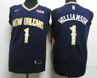 Men's New Orleans Pelicans #1 Zion Williamson New Navy Blue 2019 Nike Swingman Stitched NBA Jersey With The Sponsor Logo