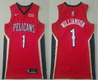 Men's New Orleans Pelicans #1 Zion Williamson New Red 2019 Nike Authentic Stitched NBA Jersey With The Sponsor Logo