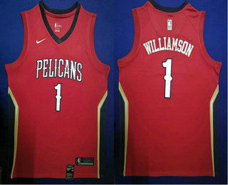 Men's New Orleans Pelicans #1 Zion Williamson New Red 2019 Nike Swingman Stitched NBA Jersey