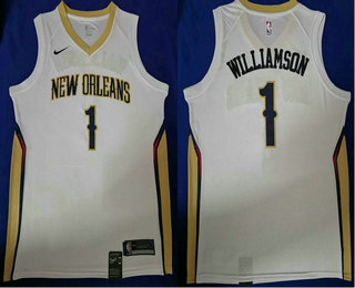 Men's New Orleans Pelicans #1 Zion Williamson New White 2019 Nike Swingman Stitched NBA Jersey