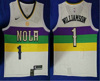 Men's New Orleans Pelicans #1 Zion Williamson White Nike 2019 New Season Swingman City Edition Jersey