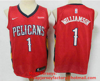Men's New Orleans Pelicans #1 Zion Williamson Red 2020 Nike Swingman Stitched NBA Jersey With The NEW Sponsor Logo