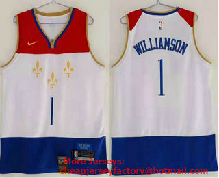 Men's New Orleans Pelicans #1 Zion Williamson White 2021 Nike City Edition Swingman Stitched NBA Jersey