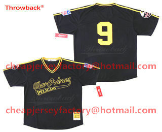 Men's New Orleans Pelicans #9 No Name Black Throwback Baseball Jersey