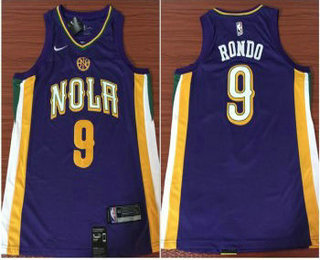 Men's New Orleans Pelicans #9 Rajon Rondo Purple NBA Swingman City Edition Jersey