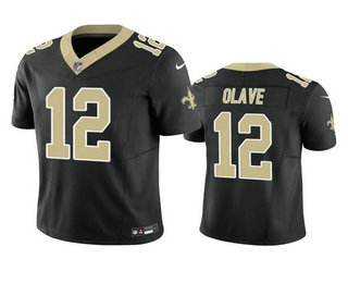 Men's New Orleans Saints #12 Chris Olave Black 2023 FUSE Vapor Limited Stitched Jersey