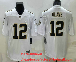 Men's New Orleans Saints #12 Chris Olave White 2022 Vapor Untouchable Stitched NFL Nike Limited Jersey