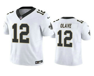 Men's New Orleans Saints #12 Chris Olave White 2023 FUSE Vapor Limited Stitched Jersey