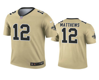 Men's New Orleans Saints #12 Rishard Matthews Gold Inverted Legend Jersey