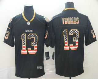 Men's New Orleans Saints #13 Michael Thomas 2018 USA Flag Fashion Black Color Rush Stitched Nike Limited Jersey