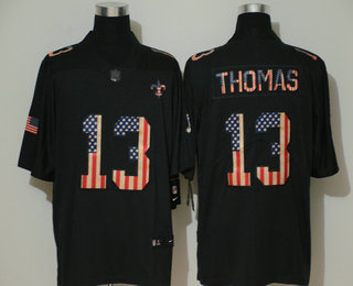 Men's New Orleans Saints #13 Michael Thomas 2019 Black Salute To Service USA Flag Fashion Limited Jersey