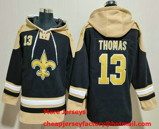 Men's New Orleans Saints #13 Michael Thomas Black Ageless Must Have Lace Up Pullover Hoodie