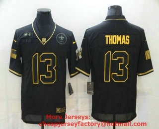 Men's New Orleans Saints #13 Michael Thomas Black Gold 2020 Salute To Service Stitched NFL Nike Limited Jersey
