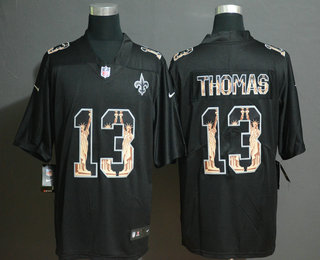 Men's New Orleans Saints #13 Michael Thomas Black Statue Of Liberty Stitched NFL Nike Limited Jersey