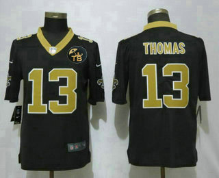Men's New Orleans Saints #13 Michael Thomas Black With TB Patch 2017 Vapor Untouchable Stitched NFL Nike Limited Jersey
