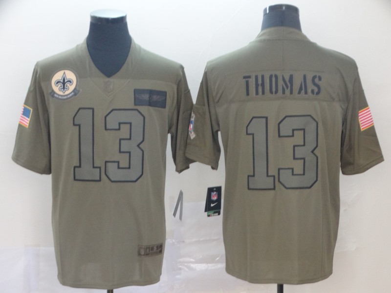 Men's New Orleans Saints #13 Michael Thomas NEW Olive 2019 Salute To Service Stitched NFL Nike Limited Jersey