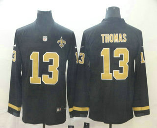 Men's New Orleans Saints #13 Michael Thomas Nike Black Therma Long Sleeve Limited Jersey