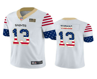 Men's New Orleans Saints #13 Michael Thomas White Independence Day Stars & Stripes Jersey