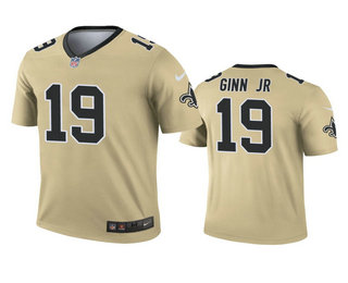 Men's New Orleans Saints #19 Ted Ginn Jr Gold Inverted Legend Jersey