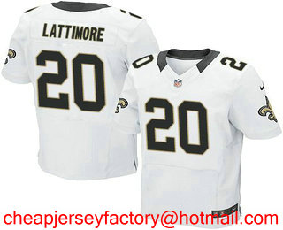 Men's New Orleans Saints #20 Marshon Lattimore White Road Stitched NFL Nike Elite Jersey