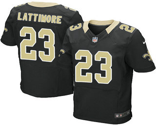 Men's New Orleans Saints #23 Marshon Lattimore Black Team Color Stitched NFL Nike Elite Jersey