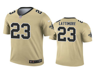 Men's New Orleans Saints #23 Marshon Lattimore Gold Inverted Legend Jersey