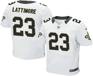 Men's New Orleans Saints #23 Marshon Lattimore White Road Stitched NFL Nike Elite Jersey