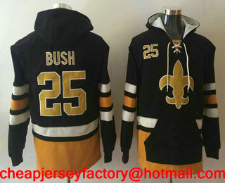 Men's New Orleans Saints #25 Reggie Bush NEW Black Pocket Stitched NFL Pullover Hoodie