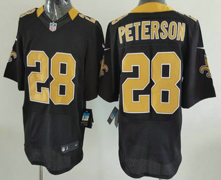 Men's New Orleans Saints #28 Adrian Peterson Black Team Color Stitched NFL Nike Elite Jersey