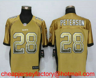 Men's New Orleans Saints #28 Adrian Peterson Gold Drift Stitched NFL Nike Fashion Jersey