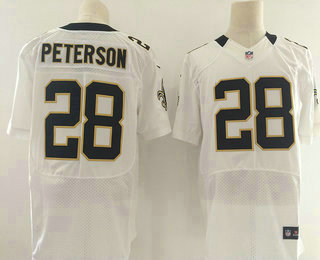 Men's New Orleans Saints #28 Adrian Peterson White Road Stitched NFL Nike Elite Jersey