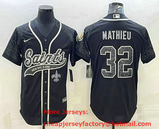 Men's New Orleans Saints #32 Tyrann Mathieu Black Reflective Limited Stitched Football Jersey