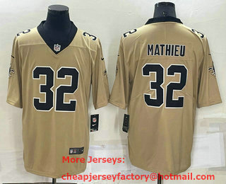 Men's New Orleans Saints #32 Tyrann Mathieu Gold 2022 Inverted Legend Stitched NFL Nike Limited Jersey