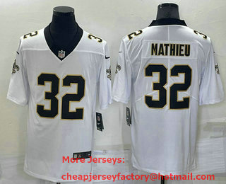 Men's New Orleans Saints #32 Tyrann Mathieu White 2022 Vapor Untouchable Stitched NFL Nike Limited Jersey