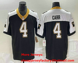 Men's New Orleans Saints #4 Derek Carr Black 2023 FUSE 1987 Legacy Vapor Stitched Jersey