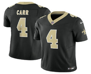 Men's New Orleans Saints #4 Derek Carr Black 2023 FUSE Vapor Limited Stitched Jersey