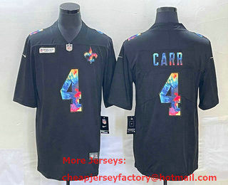 Men's New Orleans Saints #4 Derek Carr Multi-Color Black 2020 NFL Crucial Catch Vapor Untouchable Nike Limited Jersey