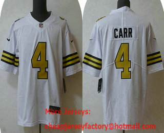 Men's New Orleans Saints #4 Derek Carr White 2022 Color Rush Stitched NFL Nike Limited Jersey