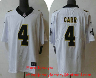 Men's New Orleans Saints #4 Derek Carr White 2023 Vapor Untouchable Stitched Nike Limited Jersey